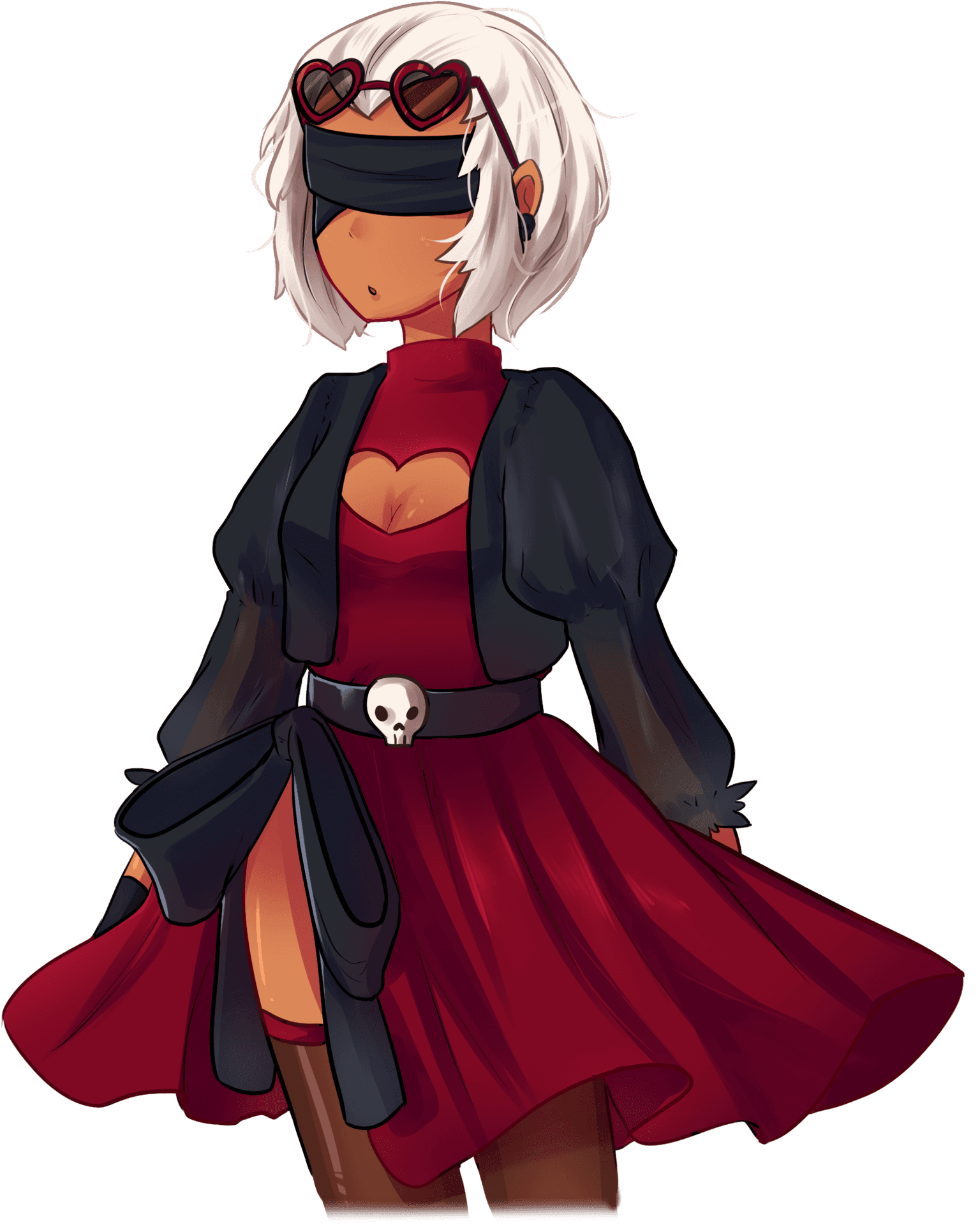 Stylish Anime Girlin Redand Black Outfit PNG image