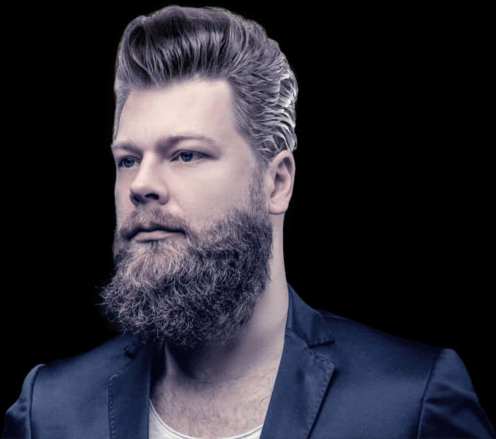 Stylish Bearded Man Hairstyle PNG image