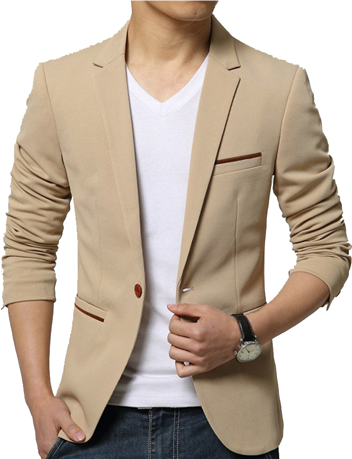 Stylish Beige Blazer Mens Fashion PNG image