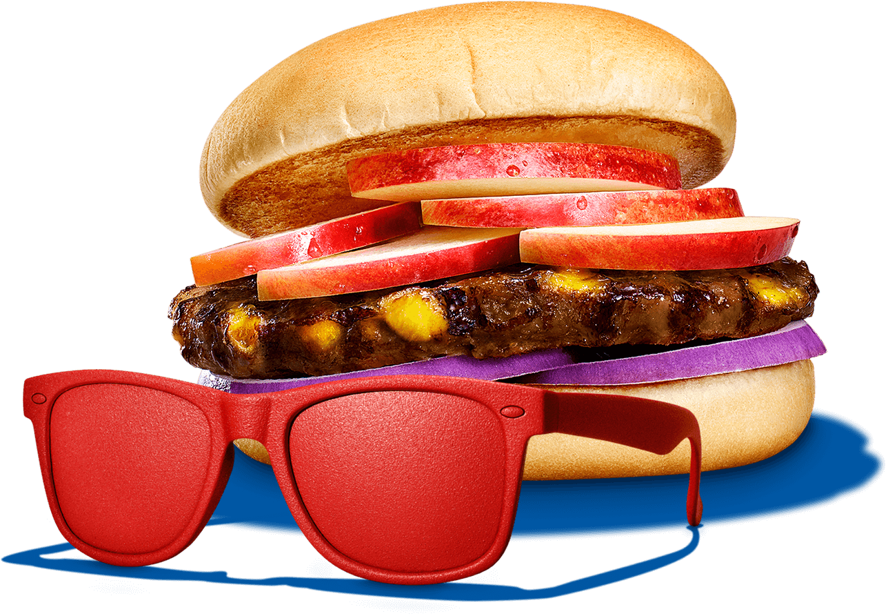 Stylish Burger With Sunglasses PNG image