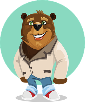 Stylish Cartoon Bear Illustration PNG image