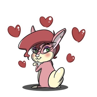 Stylish Cartoon Bunnywith Hearts PNG image