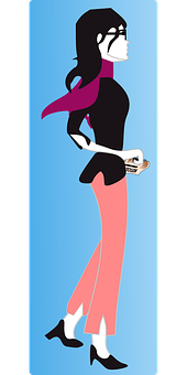 Stylish Cartoon Girl Walking PNG image