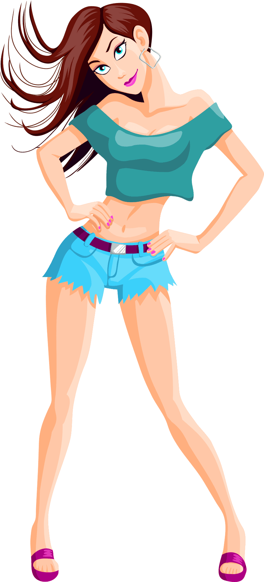 Stylish Cartoon Woman Vector PNG image