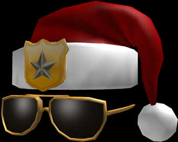 Stylish Christmas Hatand Sunglasses PNG image