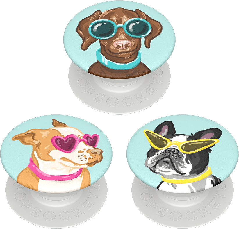 Stylish Dogs With Sunglasses Pop Sockets PNG image