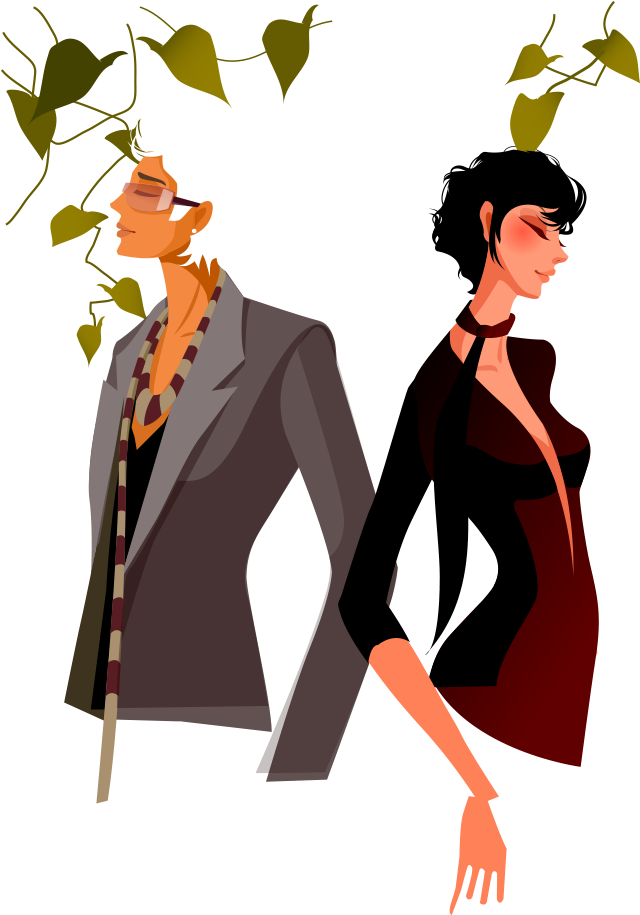 Stylish Duo Autumn Fashion Illustration PNG image