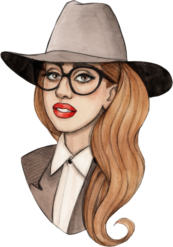 Stylish Female Cartoon Characterwith Hat PNG image