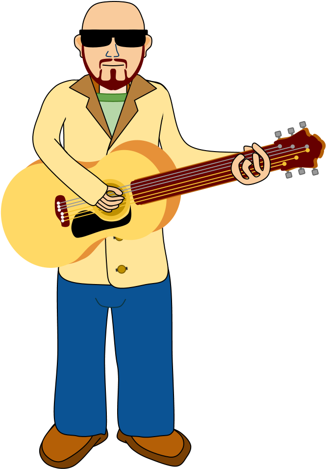 Stylish Guitarist Cartoon PNG image