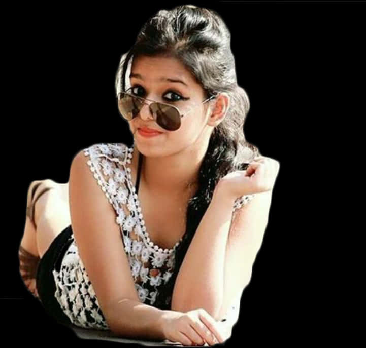 Stylish Indian Girlwith Sunglasses PNG image