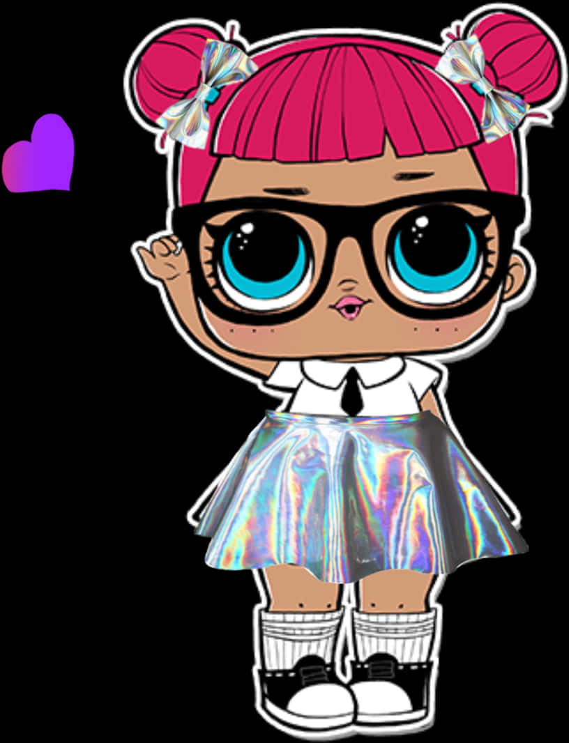 Stylish L O L Doll With Heart PNG image