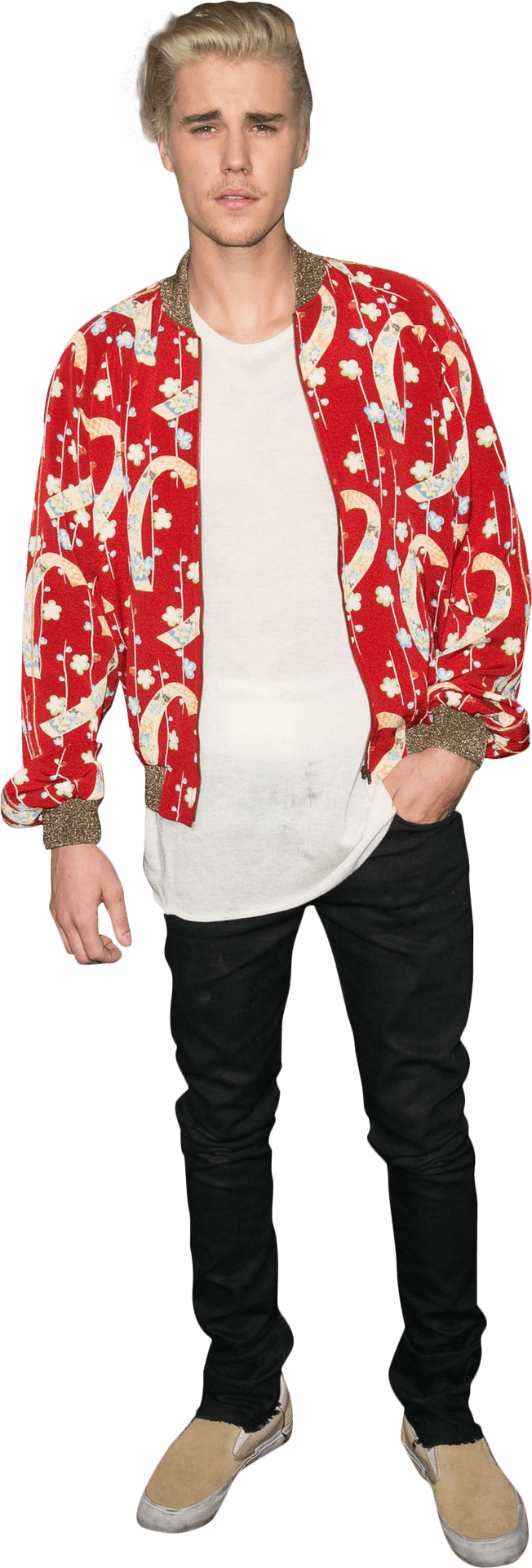 Stylish Male Celebrity Red Jacket PNG image