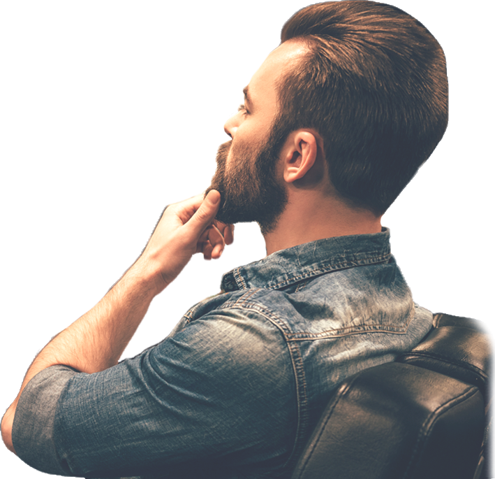 Stylish Man Contemplating Hairstyle PNG image