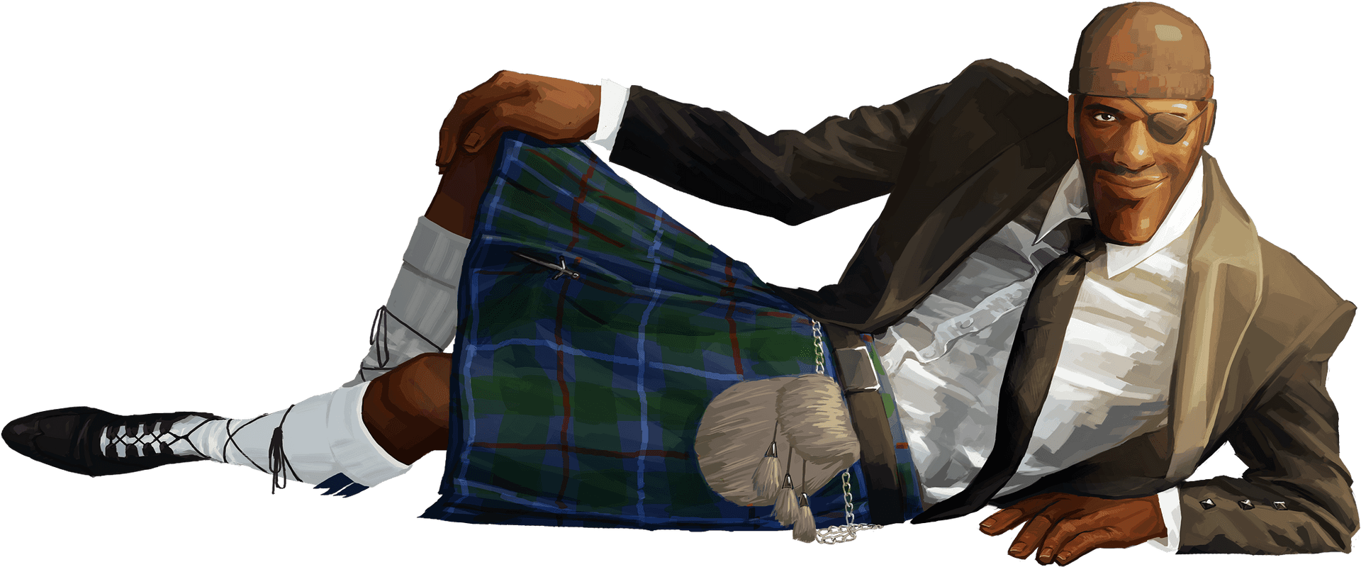 Stylish Man Kilt Reveal PNG image