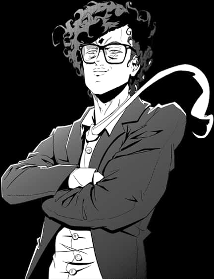 Stylish Manga Character Smug Expression PNG image