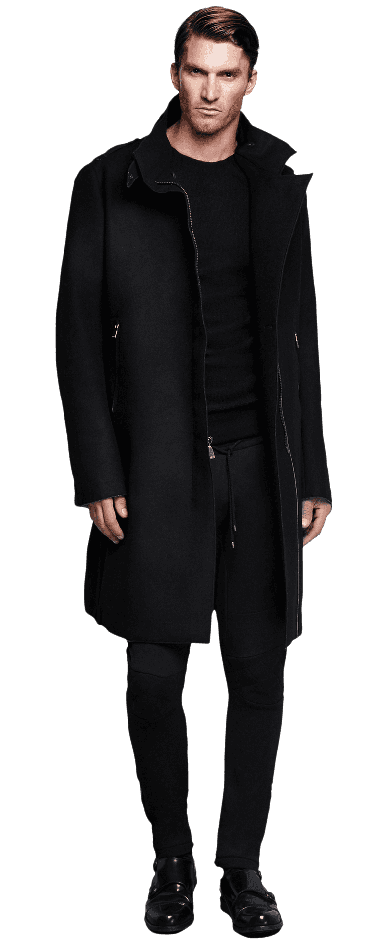 Stylish Manin Black Coatand Outfit PNG image