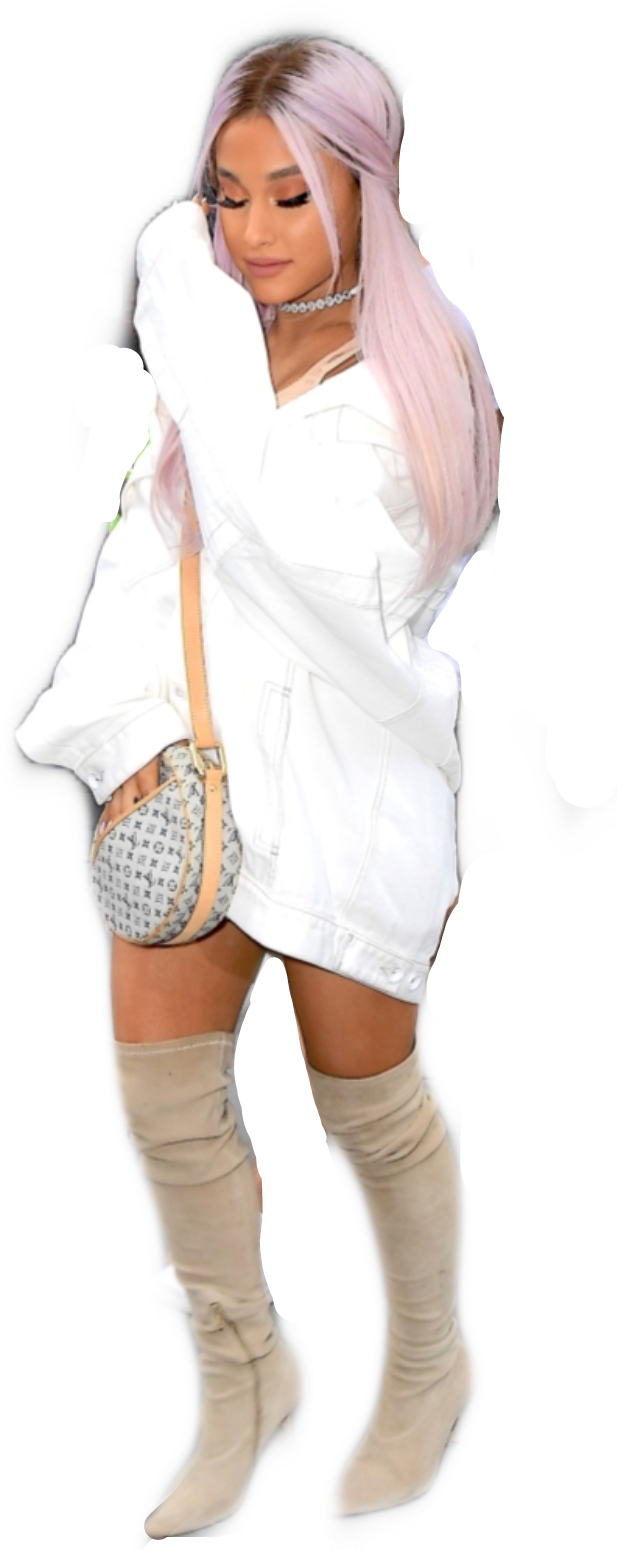 Stylish Pink Haired Womanin White Outfit PNG image