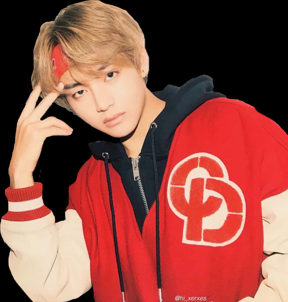 Stylish_ Red_ Hoodie_and_ Headband PNG image