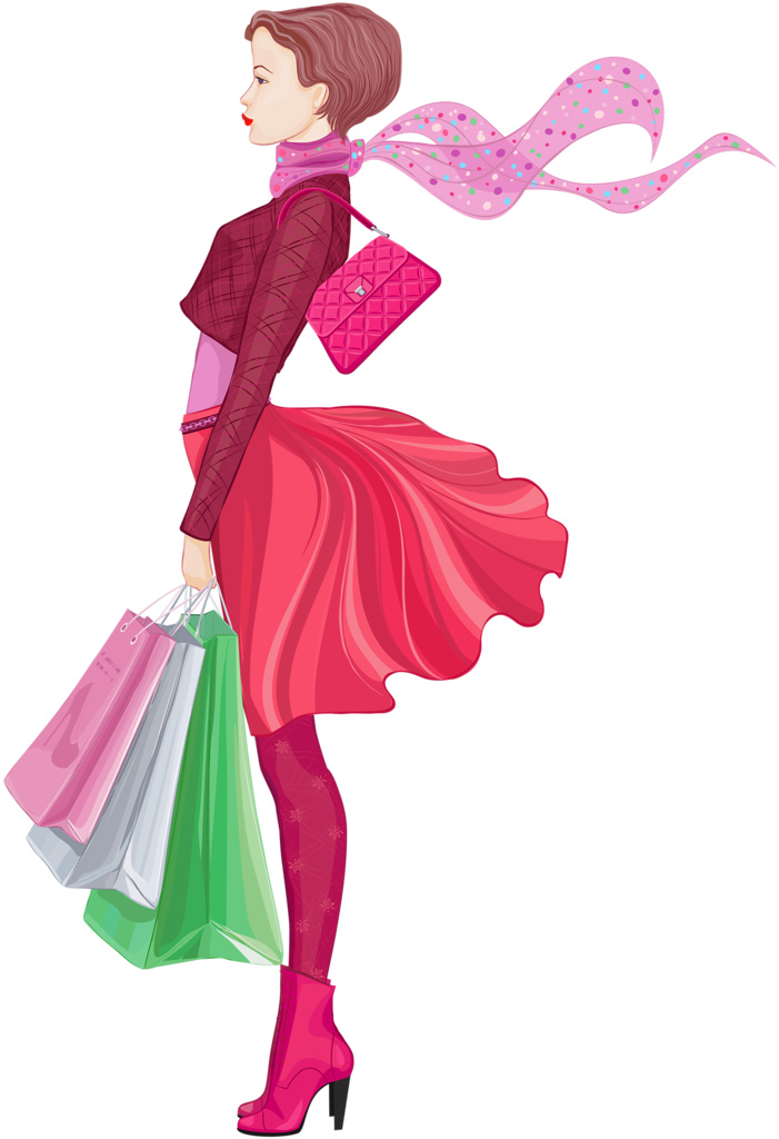 Stylish Shopping Spree Illustration PNG image