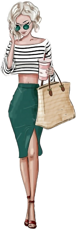 Stylish Summer Outfit Illustration PNG image