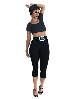 Stylish Woman Posingin Black Outfit PNG image