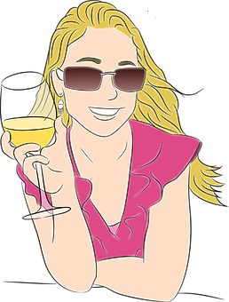 Stylish Woman With Wine Glass PNG image