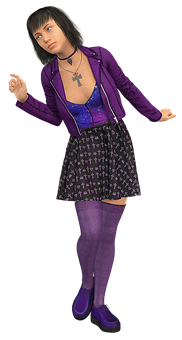 Stylish Womanin Purple Outfit PNG image