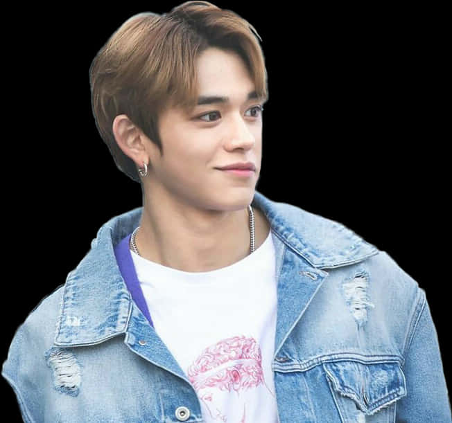 Stylish Young Manin Denim Jacket PNG image