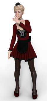 Stylish3 D Animated Womanin Redand Black Outfit PNG image