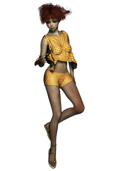 Stylish3 D Modelin Yellow Outfit PNG image