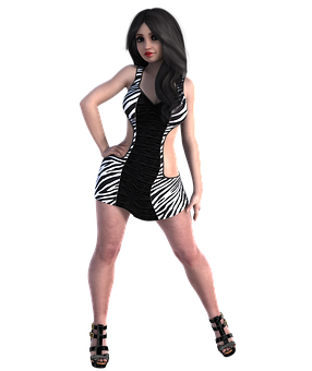 Stylish3 D Modelin Zebra Dress PNG image
