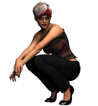 Stylish3 D Rendered Woman Sitting PNG image