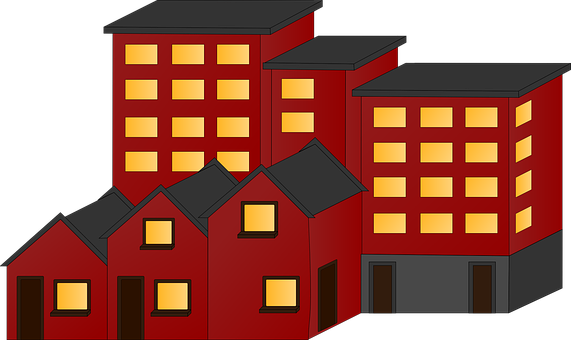 Stylized Apartment Complex Illustration PNG image