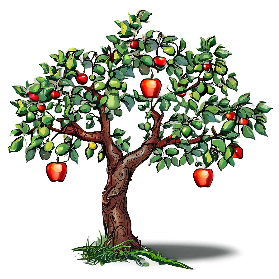 Stylized Apple Tree Png Oqb PNG image