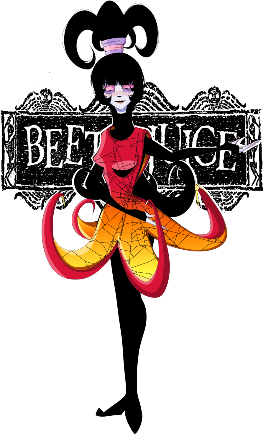 Stylized Beetlejuice Character Art PNG image