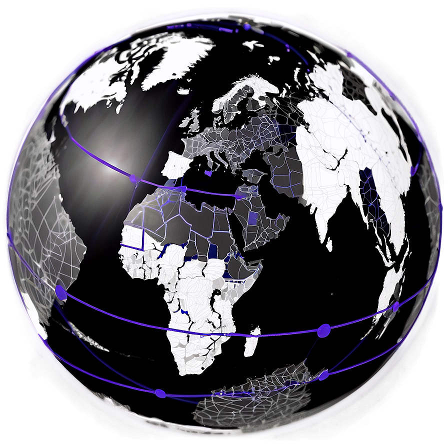 Stylized Black And White Globe Png 19 PNG image