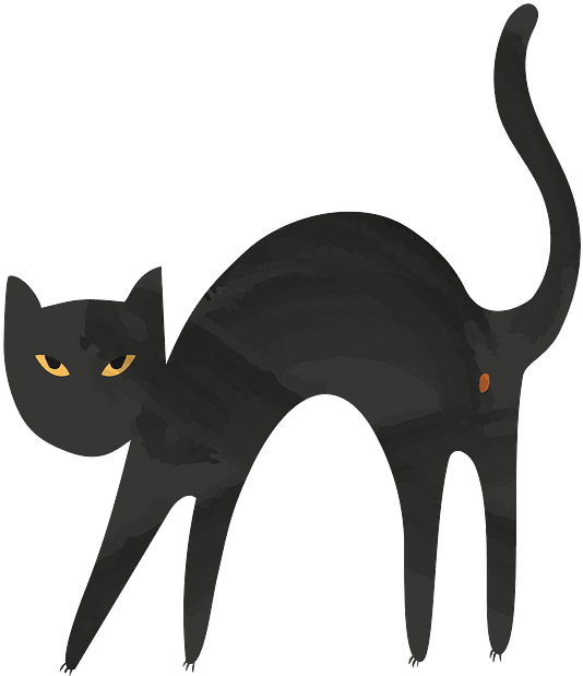 Stylized Black Cat Illustration PNG image