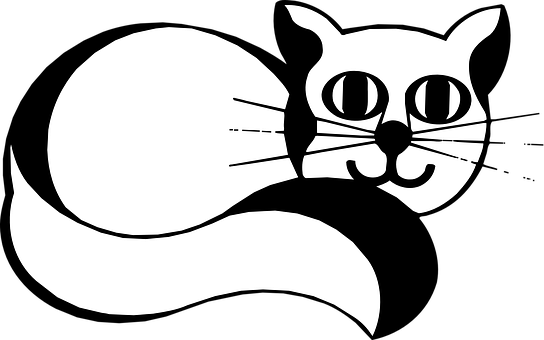 Stylized Blackand White Cat Illustration PNG image