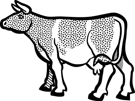 Stylized Blackand White Cow Illustration PNG image