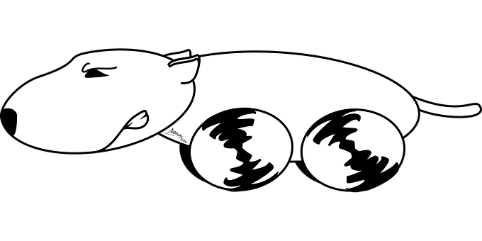 Stylized Blackand White Dog Illustration PNG image