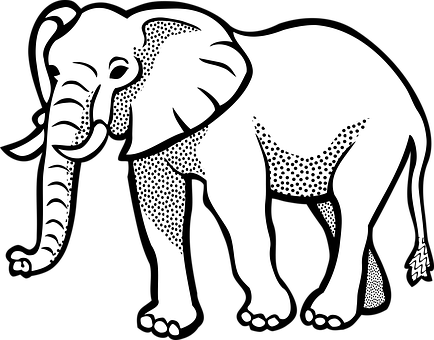 Stylized Blackand White Elephant PNG image