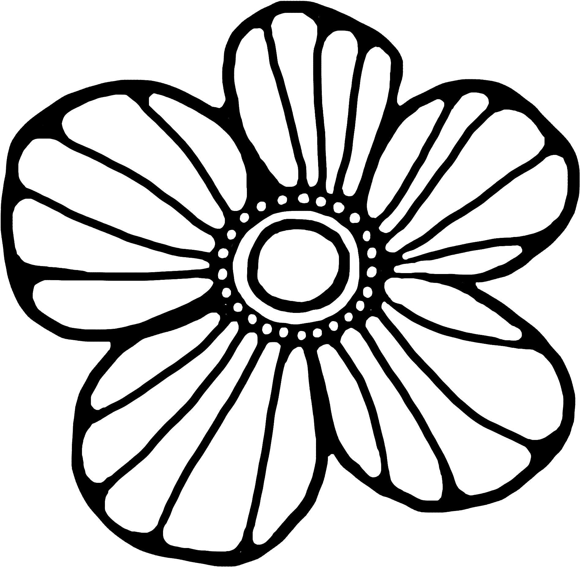 Stylized Blackand White Flower Drawing PNG image