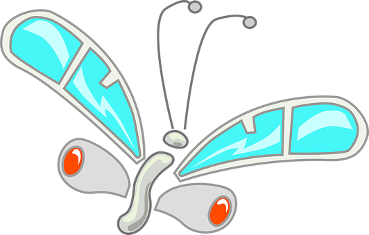 Stylized Blue Butterfly Graphic PNG image