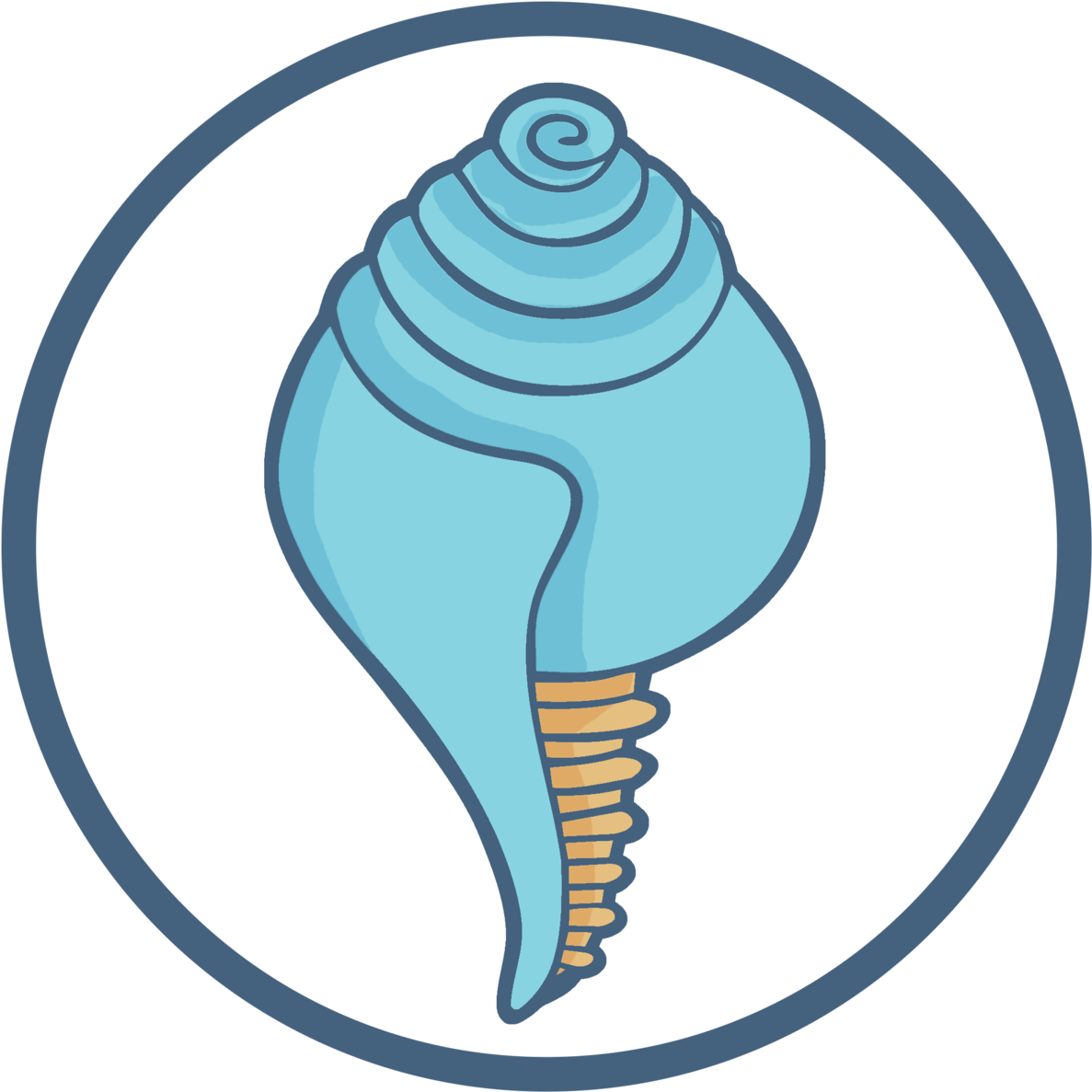 Stylized Blue Conch Shell Illustration PNG image