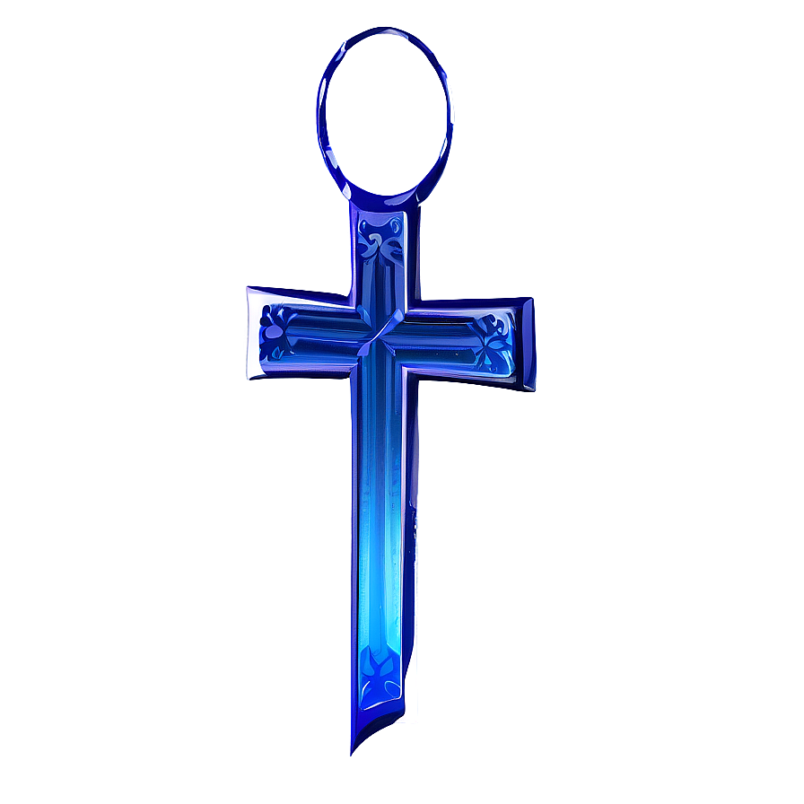 Stylized Blue Cross Feature Png Unc85 PNG image