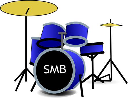 Stylized Blue Drum Set Illustration PNG image