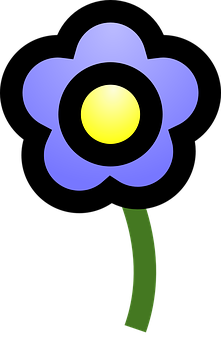 Stylized Blue Flower Illustration PNG image