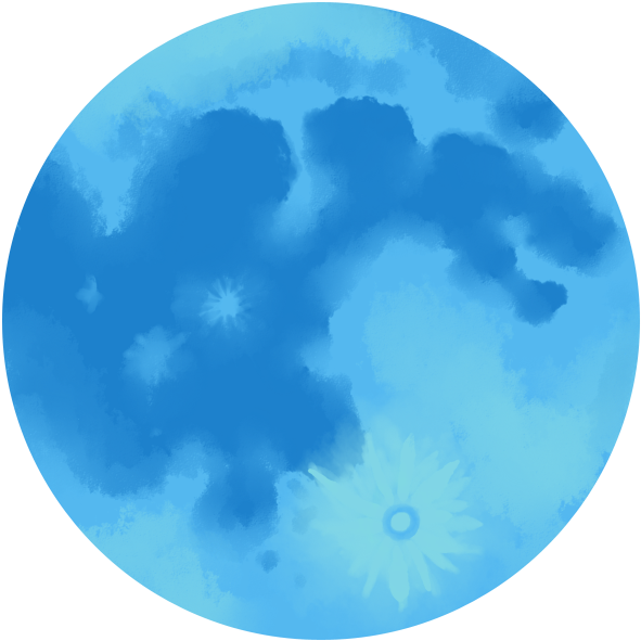 Stylized Blue Full Moon Illustration PNG image