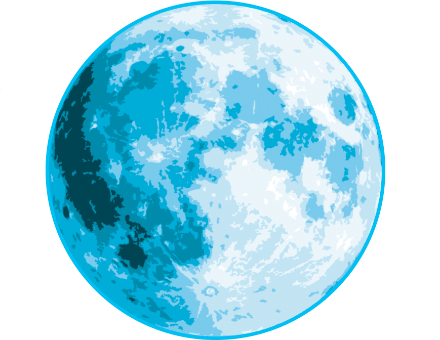 Stylized Blue Moon Illustration PNG image