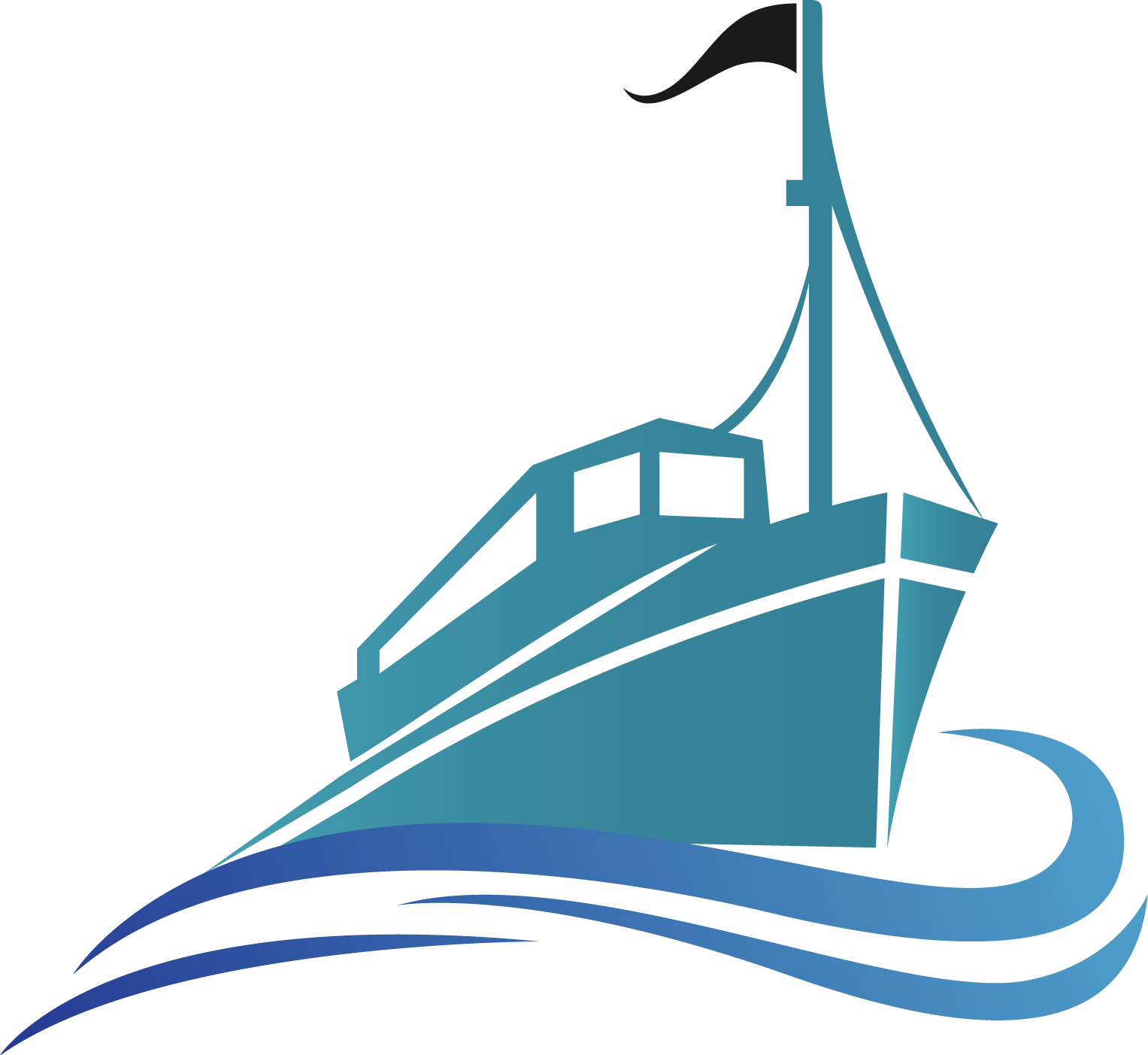 Stylized Blue Ship Vector PNG image